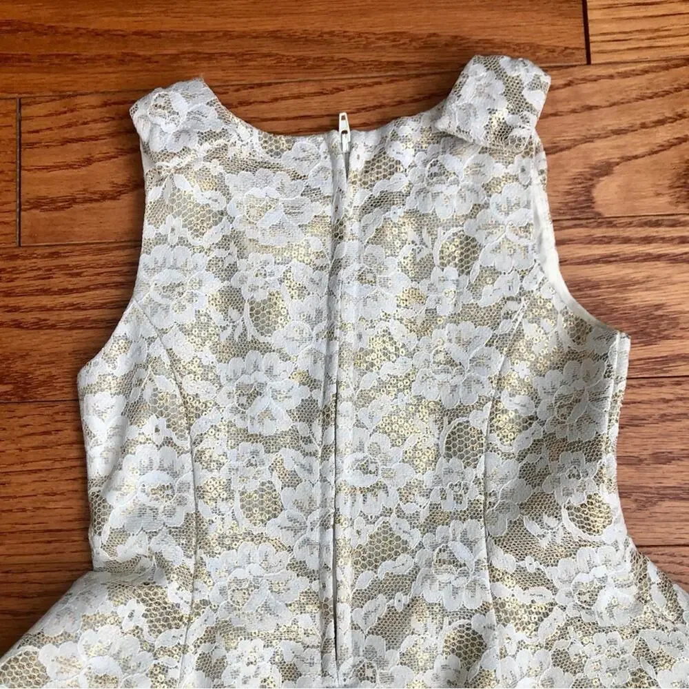 Rare Editions A-Line Lace Lined Tulle Creme Gold Party Dress Girl’s Size 4T
